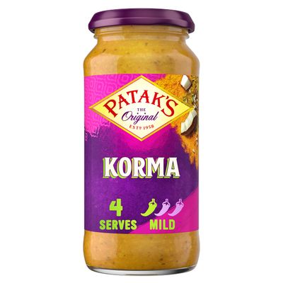 Pataks Korma Curry Sauce 450g Mild Spice Serves 4 Authentic Indian Simmer/Cooking Sauce