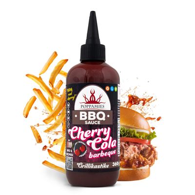 Poppamies BBQ Sauce Cherry Cola Barbeque - Award-Winning Sweet &amp; Tangy Flavor Perfect for Ribs &amp; Burgers - Gluten-Free Vegan - 360g