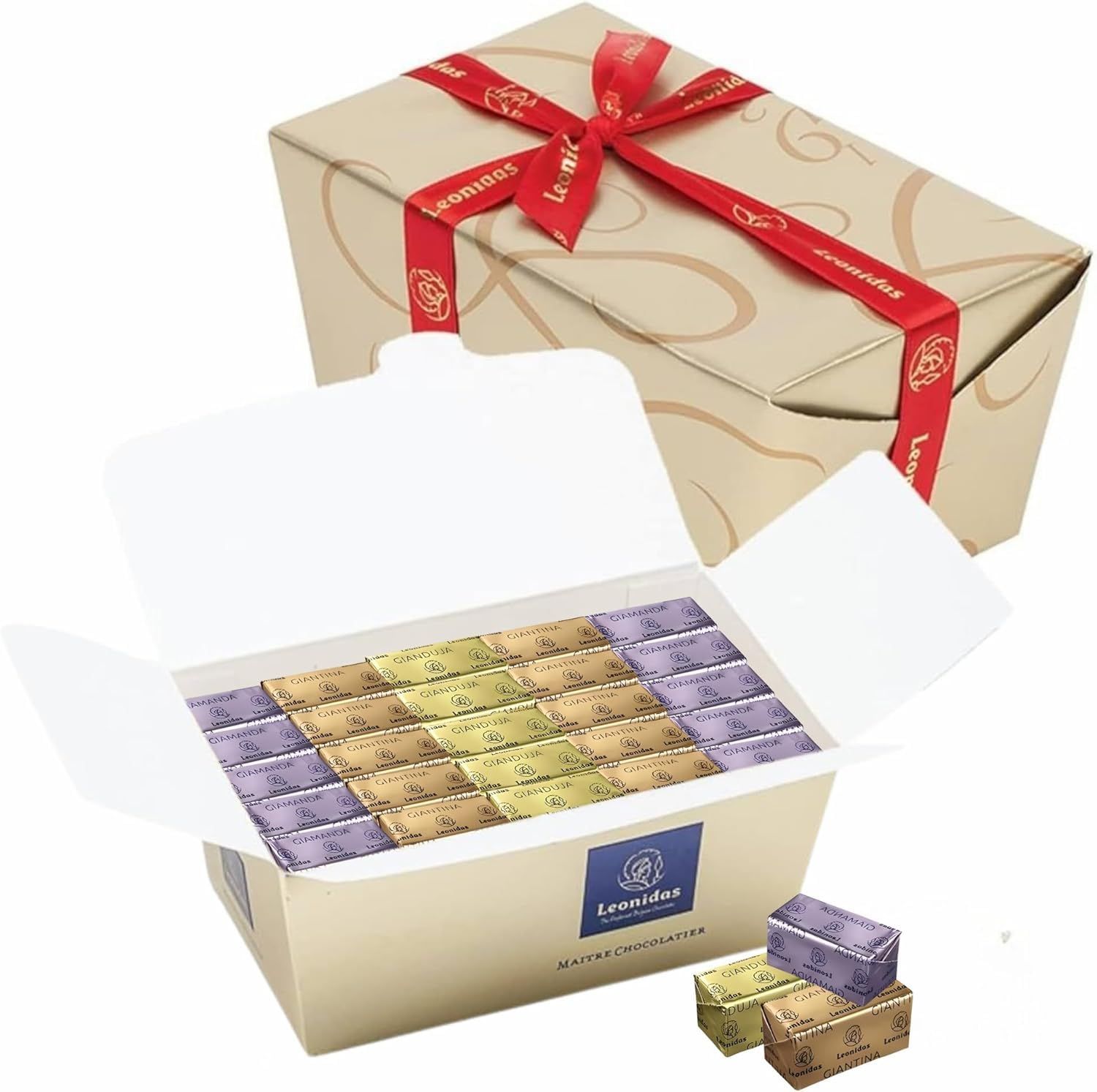 Leonidas Luxury Praline Chocolate: Leonidas Gianduja, Giamanda, Giantina Chocolates, Rich Almond &amp; Hazelnut, Crunchy Biscuit Creamy Pralines, Premium Belgian Gifts (250g Ballotin 23 pc approx)