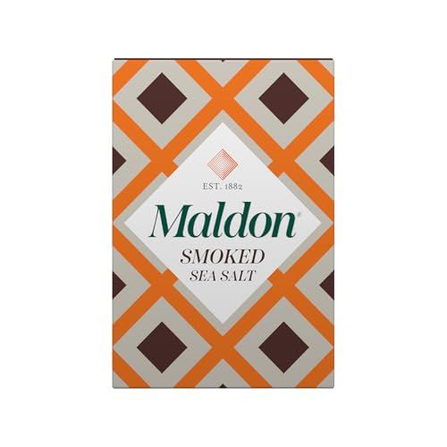 Maldon - Smoked Sea Salt Flakes - Unique Pyramid Shaped Salt Flakes - Gently Smoked Over Oak - Perfect for a Wide Range of Dishes, Hand-Harvested for Four Generations - 125g Box