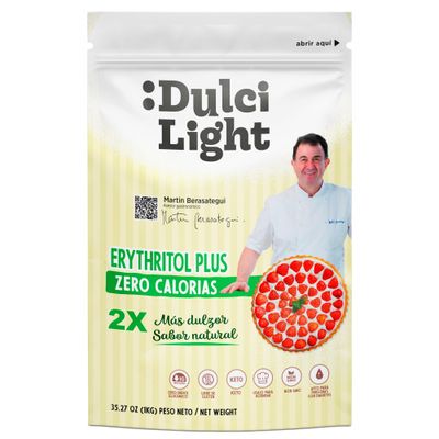 Dulci Light Erythritol Sweetener Plus - Sweetens Twice as Much as Sugar, Zero Calorie Natural Alternative - Keto, Vegan, Coeliac and Diabetic Friendly Sugar Free Granules for Food and Drinks - 1kg