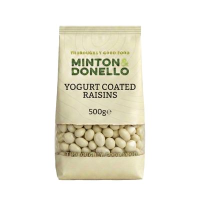 Minton &amp; Donello 500g Yogurt Coated Raisins, Suitable for Vegetarians