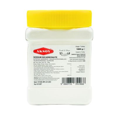 Aksoy Baking Soda 1.8KG Jar Pure Sodium Bicarbonate Powder, Highest Purity, Food Grade - Versatile Baking Soda for Cooking, Baking, Cleaning, Deodorizing &amp; More!