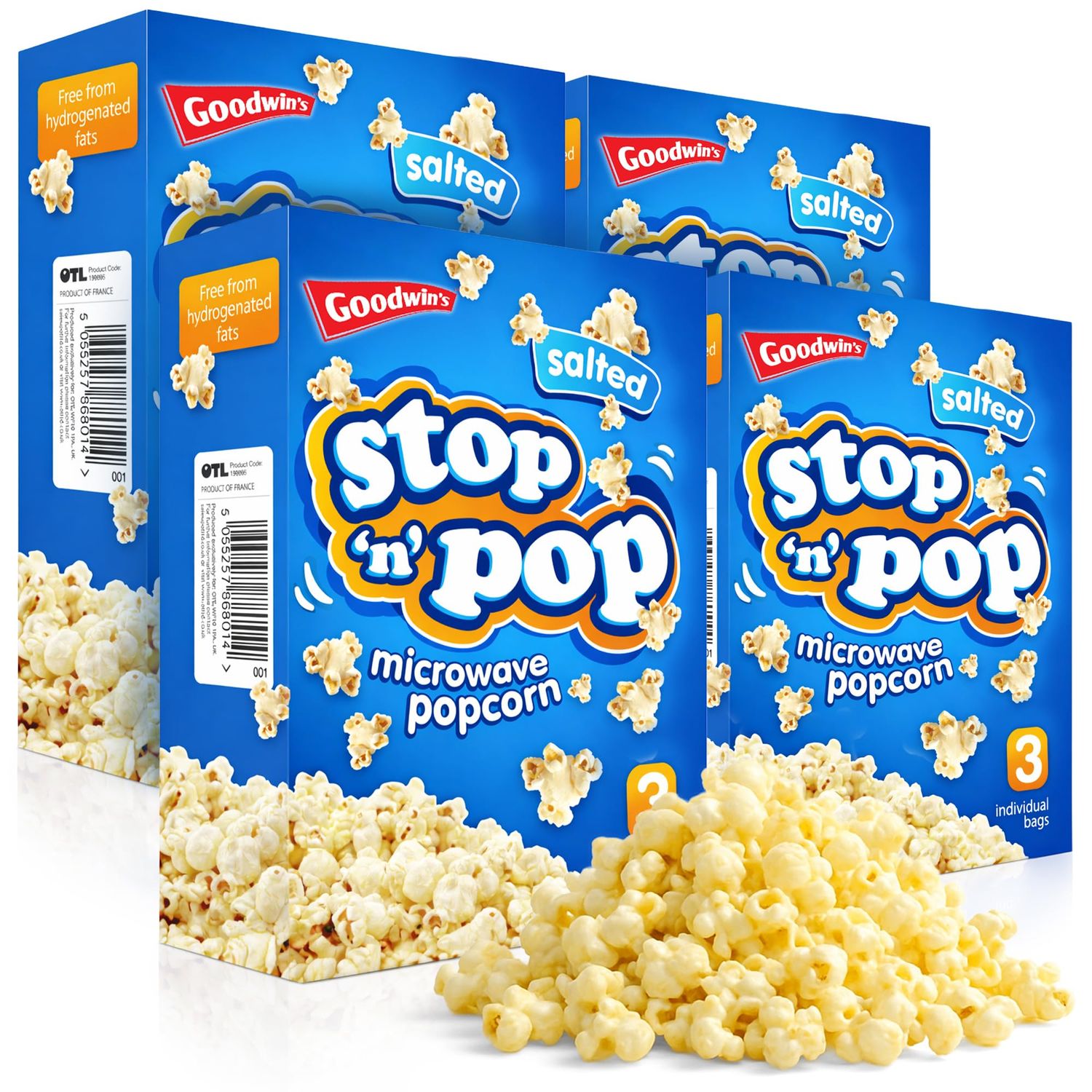 SOL 12pk x 85g Stop 'n' Pop Microwave Popcorn, Salted Flavoured Pop Corn Kernels, Ready in Minutes Tasty Snack for Family Movie Nights, Easy to Prepare, Ideal for Sharing Fun Moments at Home
