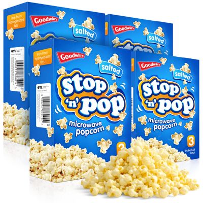 SOL 12pk x 85g Stop 'n' Pop Microwave Popcorn, Salted Flavoured Pop Corn Kernels, Ready in Minutes Tasty Snack for Family Movie Nights, Easy to Prepare, Ideal for Sharing Fun Moments at Home