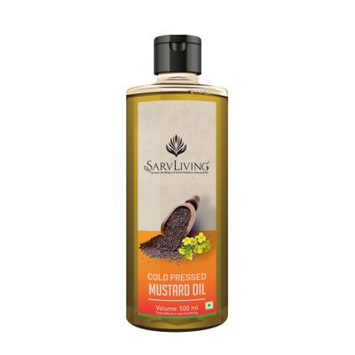 Cold Pressed Mustard Oil, 500 ml, Pure &amp; Natural Premium Quality Preservative Free Cooking Oil Mustard Seed based Oil