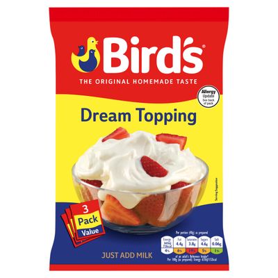 Bird's 452700 Dream Topping Sachet 3x36g, Aluminium, White