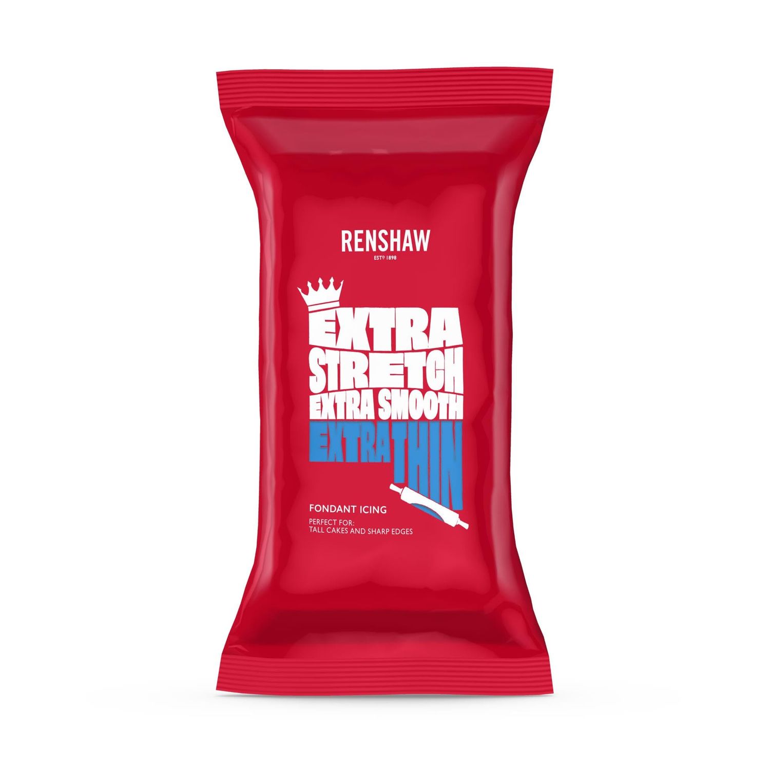 Renshaw Blue Extra Stretch, Smooth &amp; Thin Fondant Icing, 1 kg (Pack of 1) - Ready to Roll Icing for Cakes