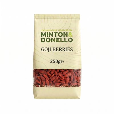 Minton &amp; Donello - Goji Berries, Sweet &amp; Nutritious, Antioxidant-Rich Snack, 250g