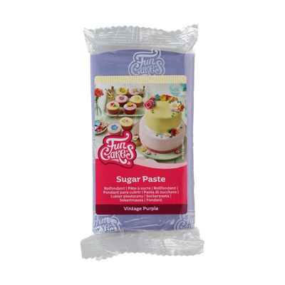 FunCakes Sugar Paste Vintage Purple, Delicious Taste, Smooth Texture, Great for Cakes, Cupcakes and Cookies, Halal, Kosher, and Gluten-free, 250 g