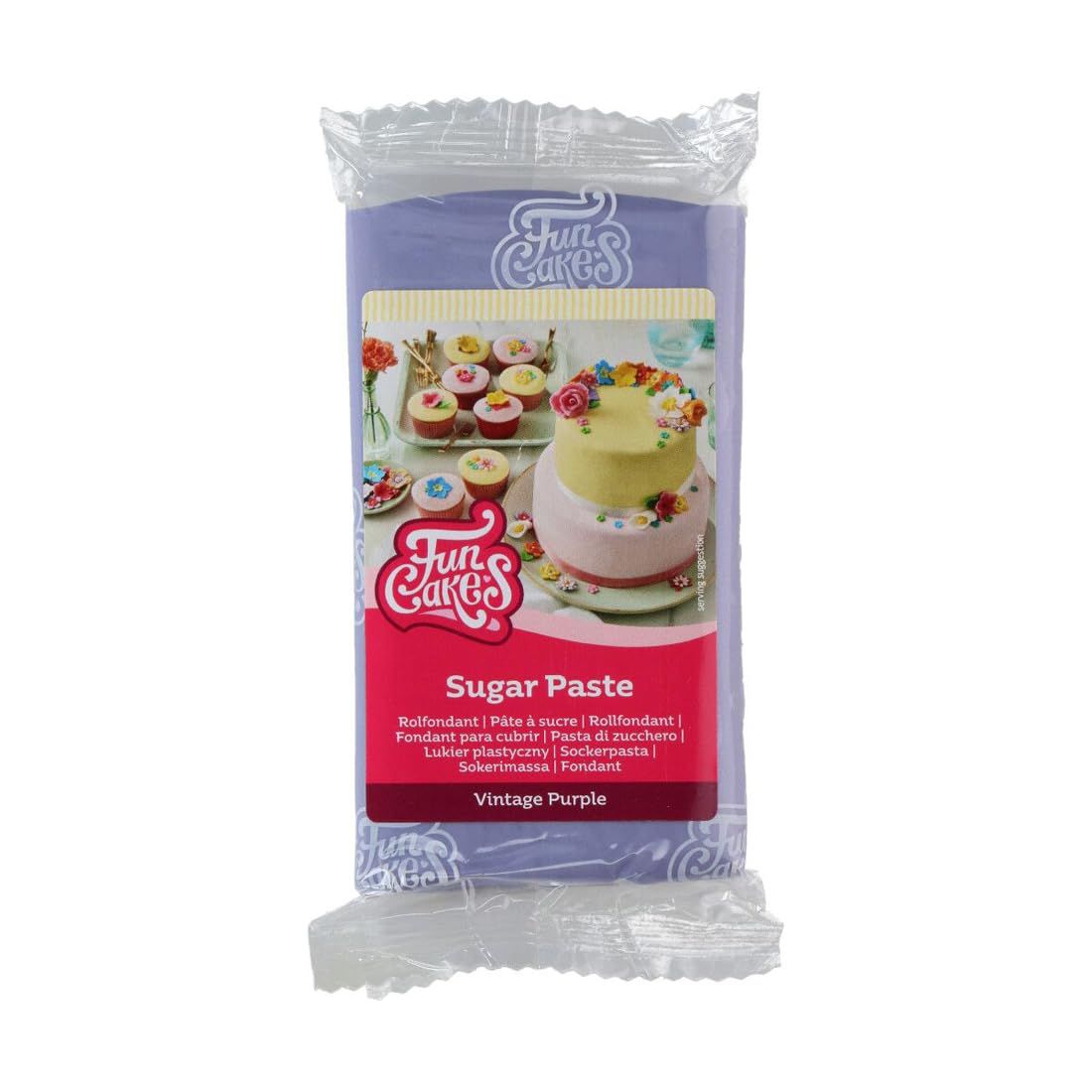 FunCakes Sugar Paste Vintage Purple, Delicious Taste, Smooth Texture, Great for Cakes, Cupcakes and Cookies, Halal, Kosher, and Gluten-free, 250 g