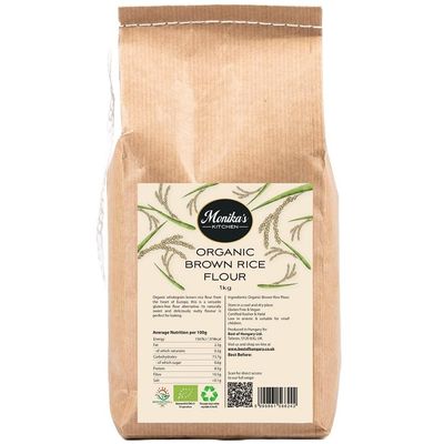 Organic Brown Rice Flour 1kg - GMO &amp; Gluten Free Wholegrain Rice Flour from Europe