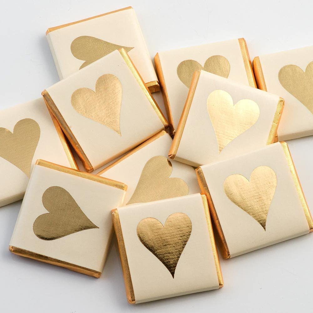 Italian Options Gold Heart Wedding Chocolate Neapolitans (25 Chocolates)