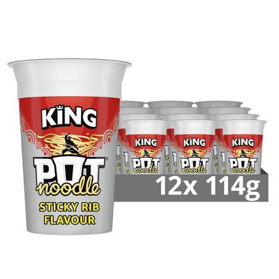 Pot Noodle Sticky Rib King Pot instant vegetarian snack quick to make noodles 12x 114 g