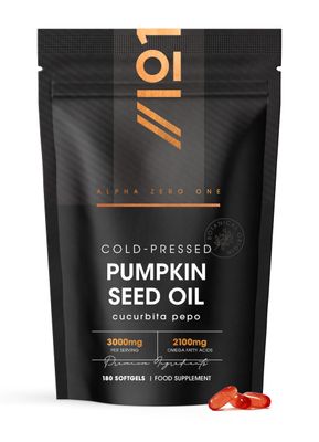 Pumpkin Seed Oil 3000mg - 50% Linoleic Acid - 180 Softgels - 100% Cold Pressed - No Additives - Resealable and Recyclable Pouch by Alpha01