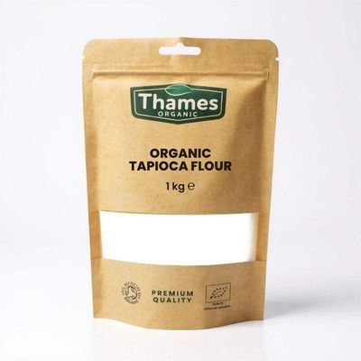 Organic Tapioca Flour - Non-GMO, Raw, Versatile, Vegan, Perfect for Baking and Thickening Sauces - Resealable Pouch for Freshness - Thames Organic 1kg Organic Tapioca Flour - Non-GMO, Raw, Versatile, Vegan, Perfect for Baking and Thickening Sauces - Resealable Pouch for Freshness - Thames Organic 1kg