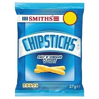 Smiths Chipsticks Salt 'N' Vinegar Flavour Maize &amp; Potato Snack 37g x Case of 30