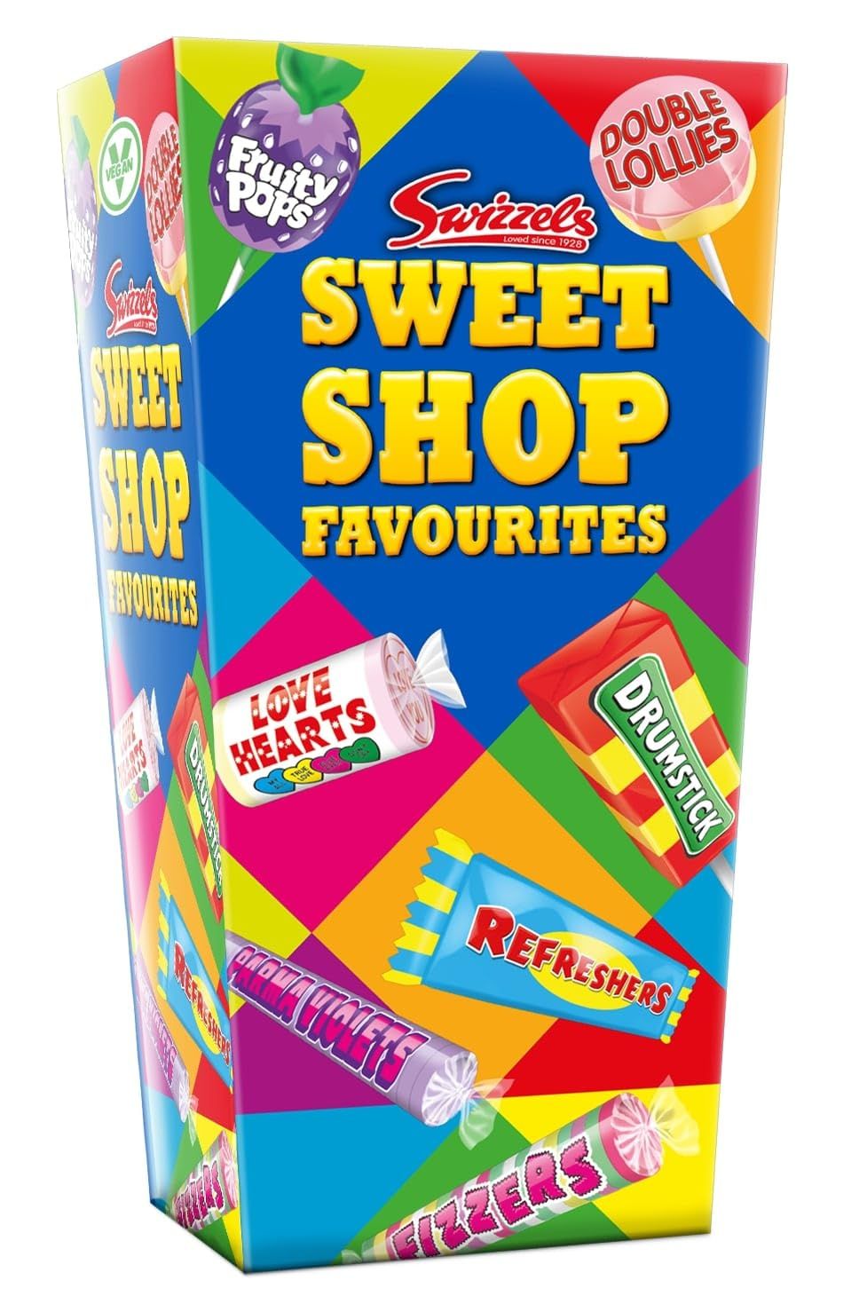 Swizzels Sweet Shop Favourites Gift Carton 324g, Assorted Classic Sweets &amp; Lollies with Love Hearts, Refreshers &amp; Drumstick Lollies, Vegan Friendly Sharing Gift