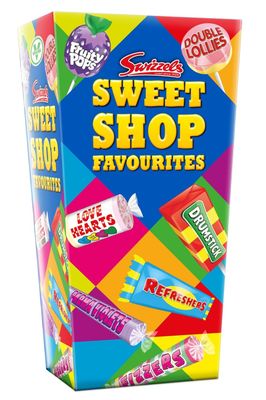 Swizzels Sweet Shop Favourites Gift Carton 324g, Assorted Classic Sweets &amp; Lollies with Love Hearts, Refreshers &amp; Drumstick Lollies, Vegan Friendly Sharing Gift