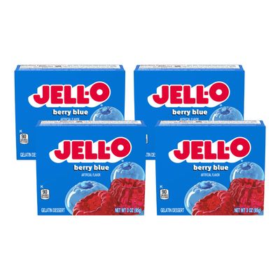 Jello Berry Blue Gelatin Dessert Jell-O 3oz 85g (4 packs)