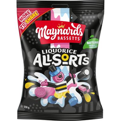 Maynards Bassetts Liquorice Allsorts Sweets Bag, 350 g