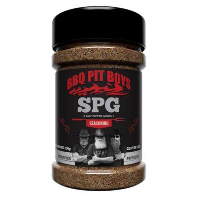 Angus & Oink BBQ Pit Boys SPG Rub Classic Salt Pepper Garlic All-Purpose BBQ Seasoning Perfect for Meat, Fish, Veg & More Vegan Friendly & Gluten-Free 220g
