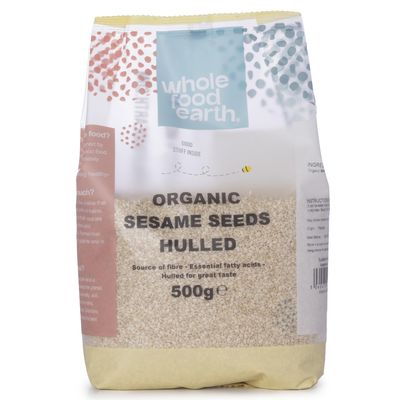 Wholefood Earth Organic Sesame Seeds Hulled 500g Raw GMO Free Vegan Certified Organic