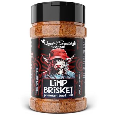 Quasi &amp; Squatch Limp Brisket Beef Rub - Peppery Red Wine BBQ Dry Seasoning Bold Rub for Brisket &amp; Steak 220 g Jar
