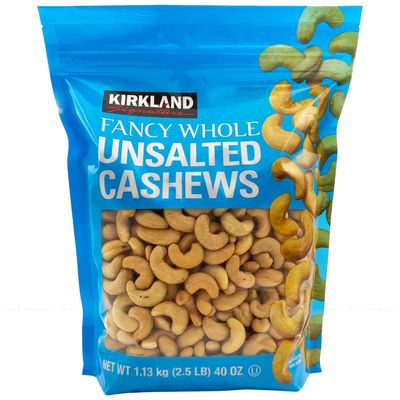 Kirkland Signature Fancy Whole Unsalted &amp; Roasted Cashews Nuts Bag Pack 1.13kg
