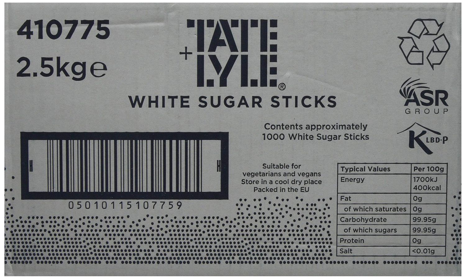 Tate &amp; Lyle - White Sugar Sticks - Pure Cane Sugar - Individually Wrapped for Hygiene - Hot Drinks, Meetings &amp; Coffee Shops - Convenient - 1000 x 2.5g