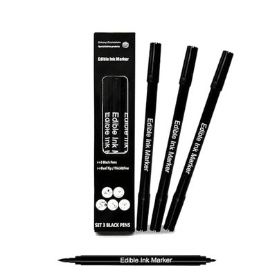 DOMI PRO DMSL 3 Pack Black Food Crayons with Edible Pigments for Kids and Adults, Ideal for Cakes, Coloring and Decorating Food Ice Cream