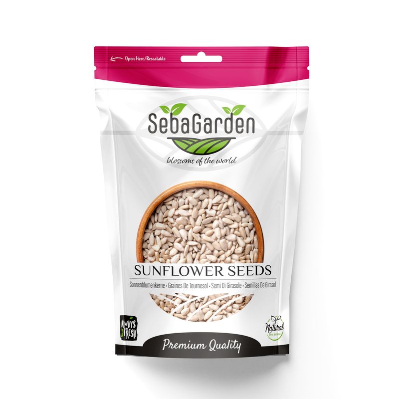 Seba Garden Hulled Sunflower Seeds, 1kg (2.2 lb), Grade A Raw, Unsalted, Gluten Free, Keto Friendly, Source of Protein, High Fiber Content, Source of Iron, Non GMO