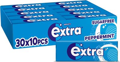 Wrigley's Extra Chewing Gum Peppermint Flavour Sugar Free, 30 Packs of 10 Pieces (Peppermint - 30 Pack)