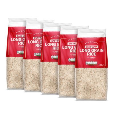 by Amazon Easy Cook Long Grain White Rice, 5 packs of 500g, Vegan
