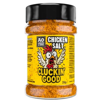 Angus &amp; Oink Australian Chicken Salt Cluckin Good Savoury Umami BBQ Salt Perfect for Chips, Chicken, Popcorn &amp; Roast Potatoes Vegan Friendly Aussie-Inspired Flavour 250g