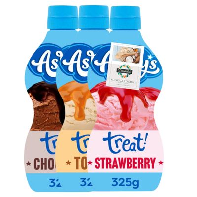 Dessert Sauce Bundle with Askeys Strawberry, Toffee &amp; Chocolate 325g + Brightdale Kitchen Card