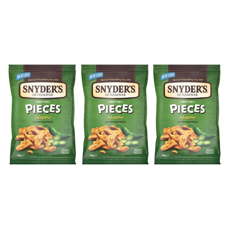Snyder s of Hanover Pretzel Pieces, Assorted Flavours - Jalapeno 110g (Pack of 3)