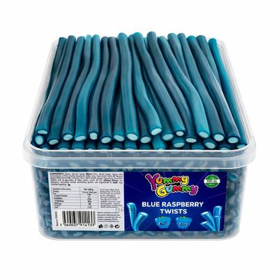 Yummy Gummy Blue Raspberry Pencils 1.2kg Tub Large Bulk Pick n Mix Sweets Soft Chewy Raspberry Flavour Filled Liquorice Sticks Party Sharing Candy Box Halal 1200g