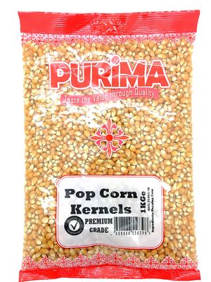 Popping Corn 1kg - Popcorn Kernels for Popcorn Machine Maker or Oil Pan Popped - Add Your Flavouring / Seasoning - Perfect Cinema Style Movie Night Homemade Pop Corn Seeds Kernel - PURIMA - 1 kg