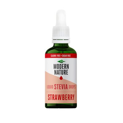 Modern Nature Strawberry Flavour Drops Sugar Free Flavour, Liquid Stevia Sweetener Zero Calorie Water Drops &amp; Natural Drink Enhancer for Flavoured Water &amp; More - 50ml
