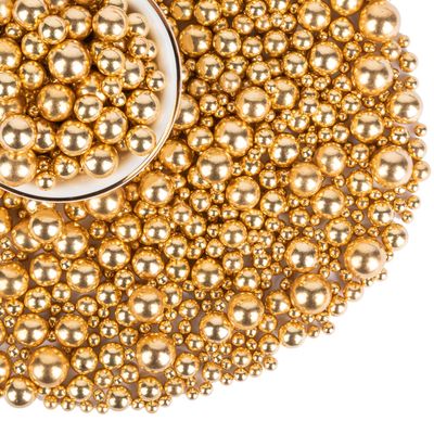 Gold Pearl Sprinkles,Edible Pearls for Baking,130g,Sprinkle Mix Size,Edible Sugar Cake Decorations,Cupcake Toppers,Cookie,Donuts Ice Cream Decorating,Wedding Birthday Party Easter Supplies
