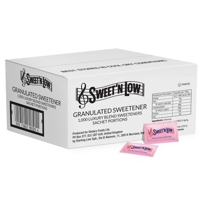 Sweet'N Low Granulated Sweetener - 1000 Sachet Portions, Low Calorie Sugar Substitute, Ideal for Hot &amp; Cold Drinks - Suitable for Home, Office &amp; Travel