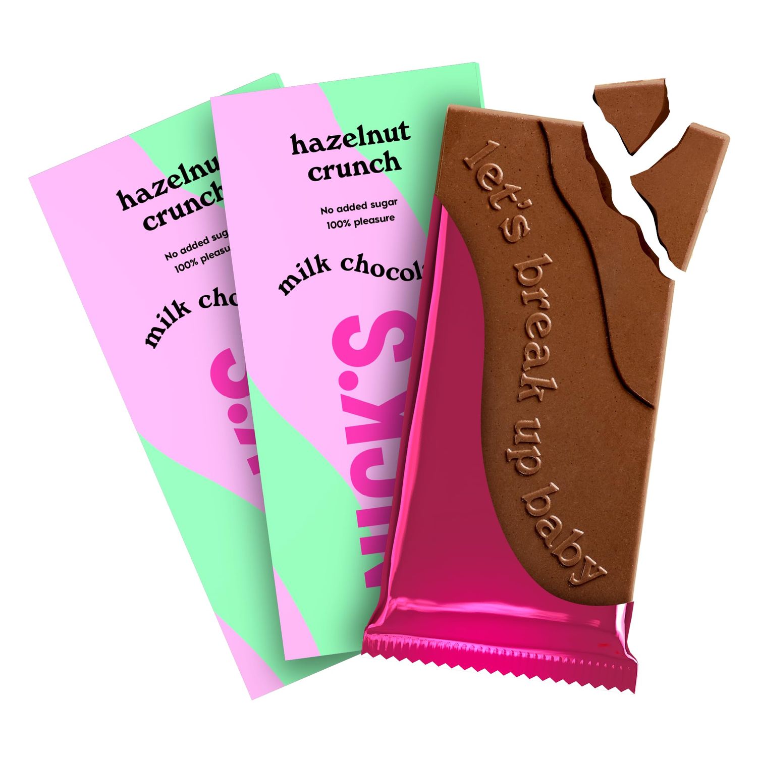NICKS Keto chocolate blocks, Milk chocolate hazelnut crunch no added sugar, low carb, gluten free, without palm oil (3x75g)