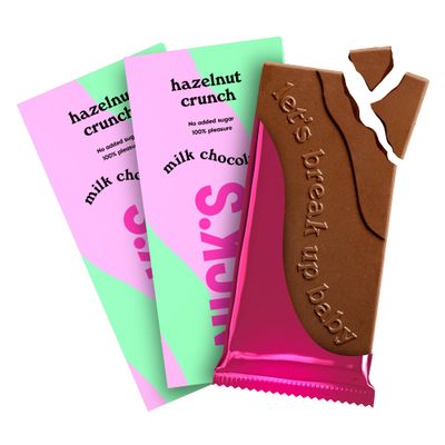 NICKS Keto chocolate blocks, Milk chocolate hazelnut crunch no added sugar, low carb, gluten free, without palm oil (3x75g)