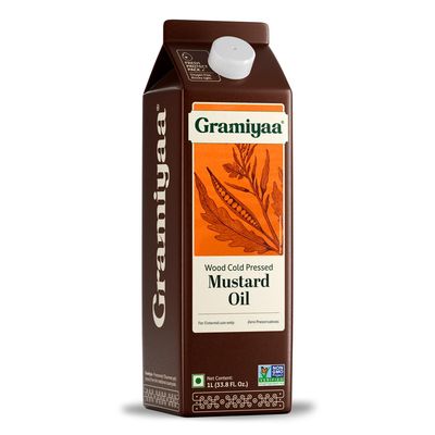 Gramiyaa Mustard Oil/Sarso Ka Tel (1L), Made using farm grown Mustard seeds Wood Cold-Pressed and Single-Filtered Oil Kacchi Ghani, Natural and Unrefined Only for External Use