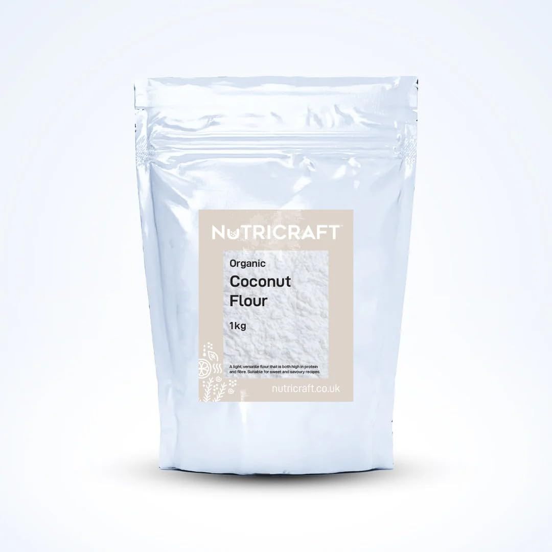 NutriCraft Pure Organic Coconut Flour - 1kg, Gluten-Free, 100% Natural, Ethically Sourced, Flour Substitute, High Protein and Nutrient, Vegan Food