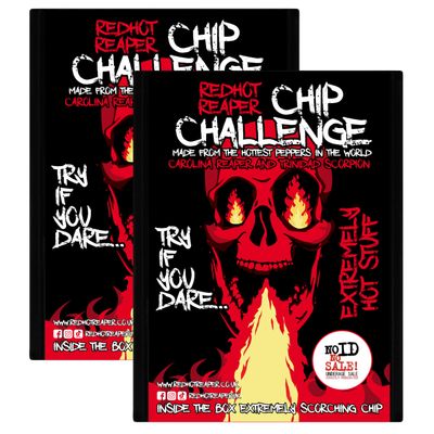 Red Hot Reaper - (2pack) Challenge Hottest Chip - Carolina Reaper Spicy Challenge - Stupidly Spicy Hot Chip