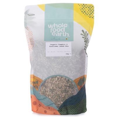 Wholefood Earth Organic Pumpkin &amp; Sunflower Seeds Mix 1kg Raw GMO Free Vegan High Fibre High Protein Certified Organic