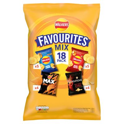 Walkers Favourites Mix Multipack Snacks Crisps 18 Pack