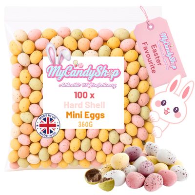 MyCandyShop Chocolate Mini Eggs - Pack of 100 Bulk Mini Chocolate Eggs Hard Shell Easter Hunt Treats - For Easter Parties & Celebrations 360g approx